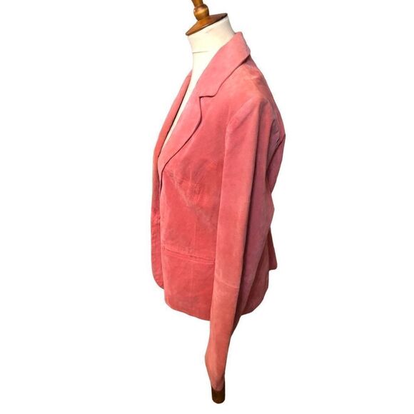 B by Bernado salmon suede vintage one button front closure jacket - Picture 5 of 11